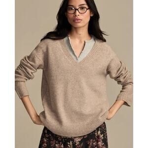Lucky Brand Cloud Soft V-Neck Sweater (Size L) NWT Color Cognac (A hint of Pink)